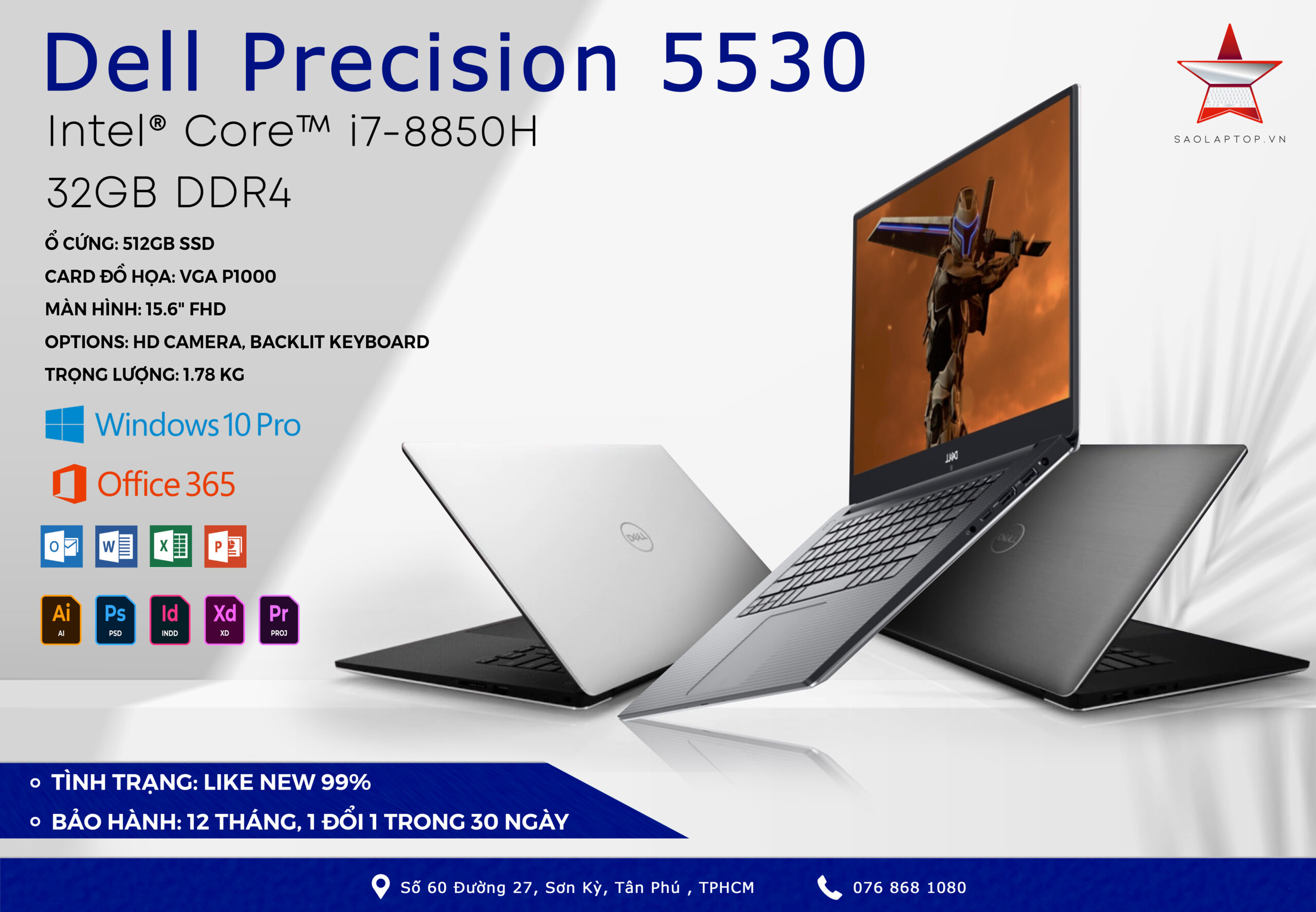 Dell Precision 5530 Core I7 8850h 32gb 512gb P1000 4g Fhd