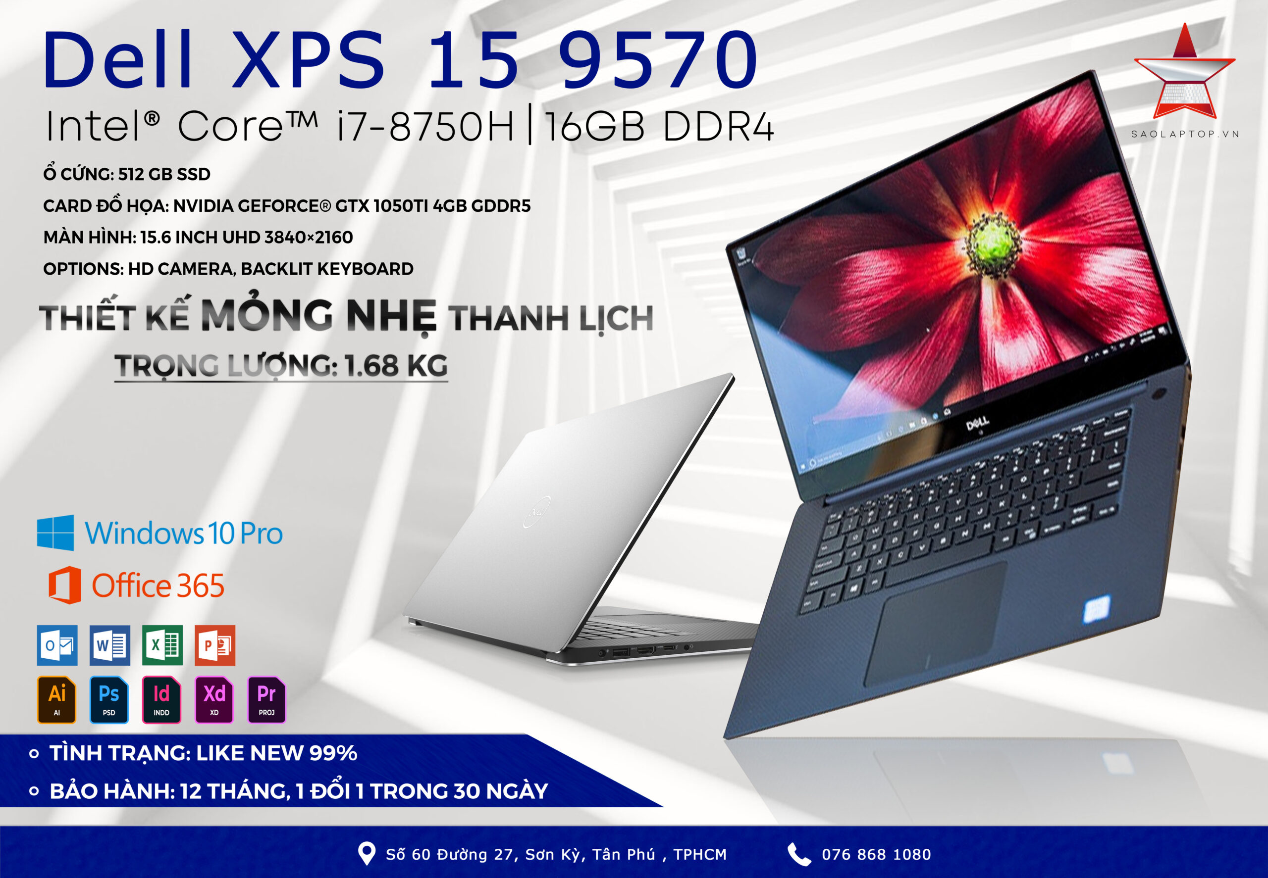 Dell XPS 15 9570 Core i7-8750H RAM 16G SSD 512G GTX 1050Ti 4G 4K